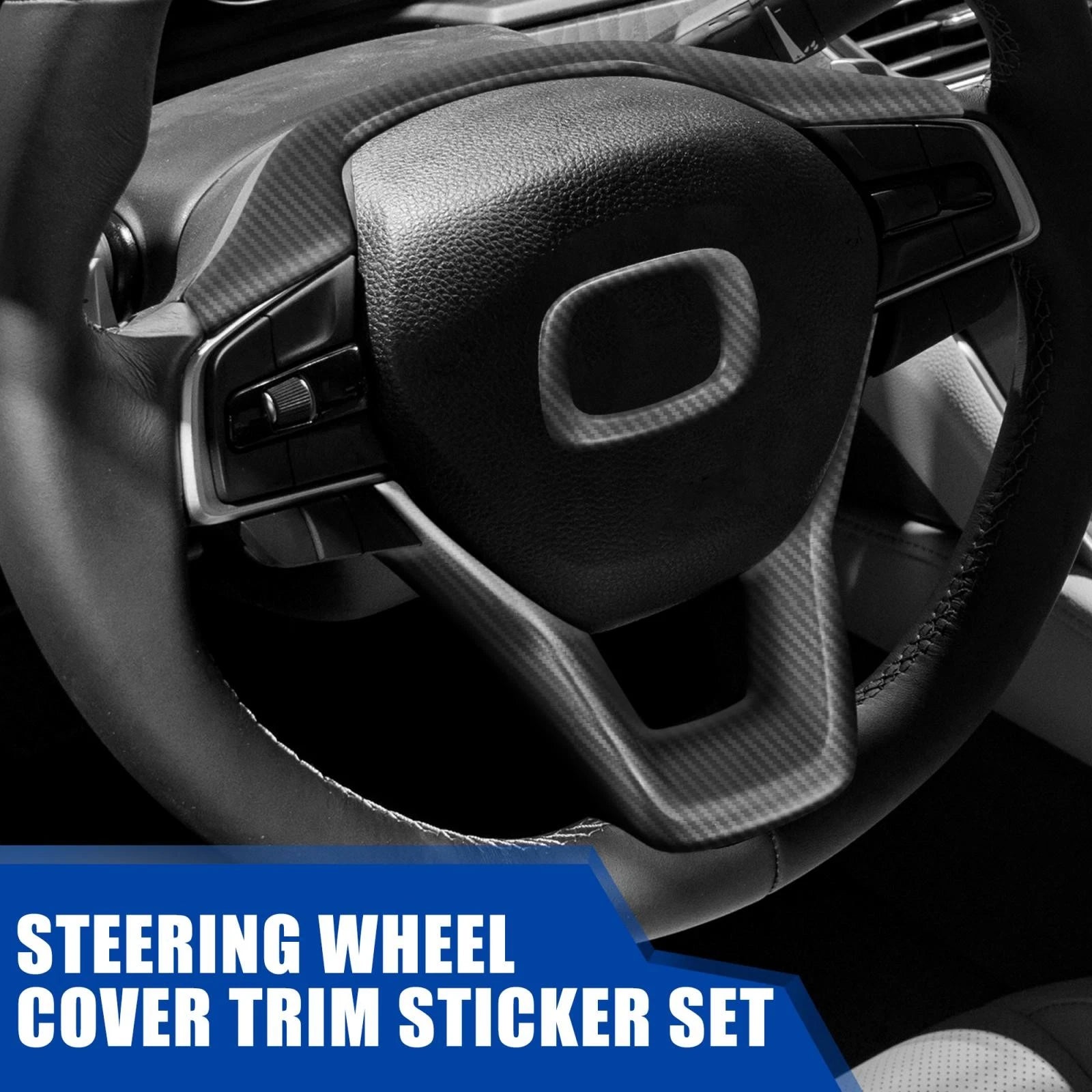 3pcs Steering Wheel Cover Trim for Honda Accord (2018–2021) Carbon Fiber