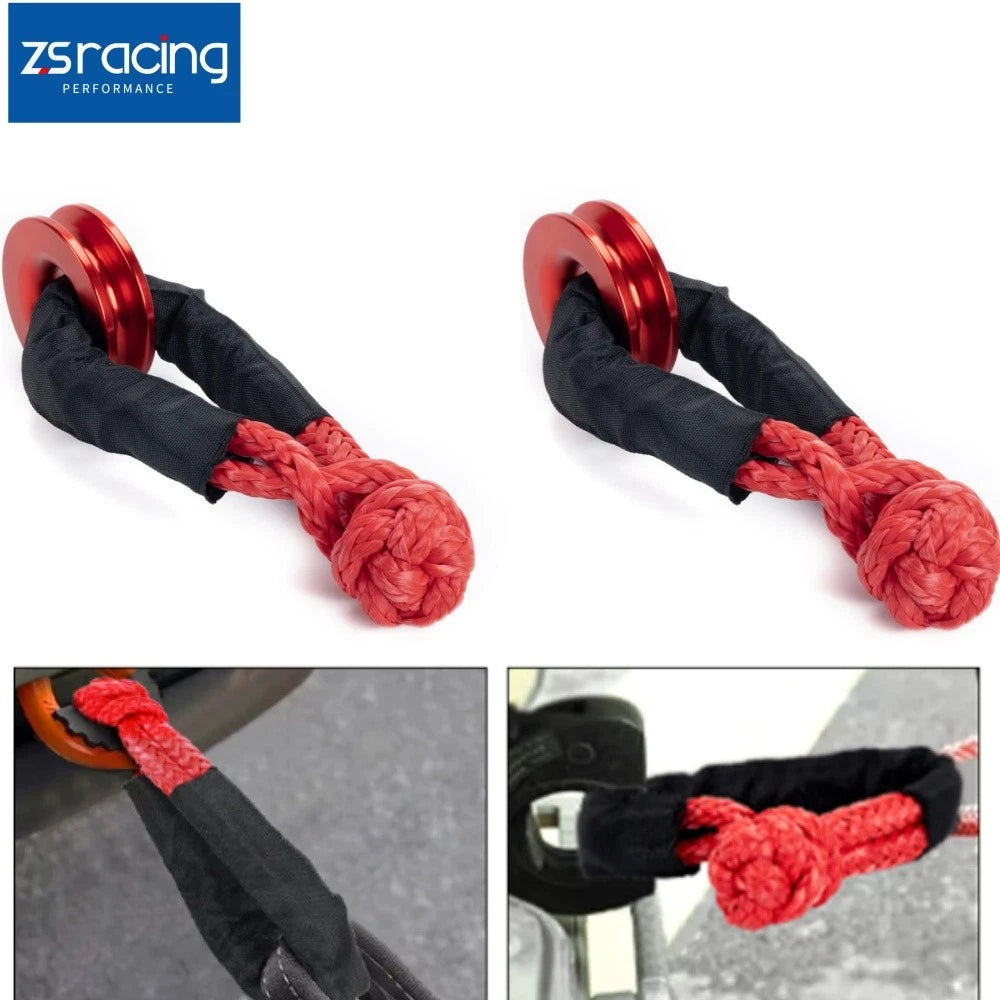 2X Heavy Duty Recovery Ring Snatch Block Pulley with Soft Shackles
