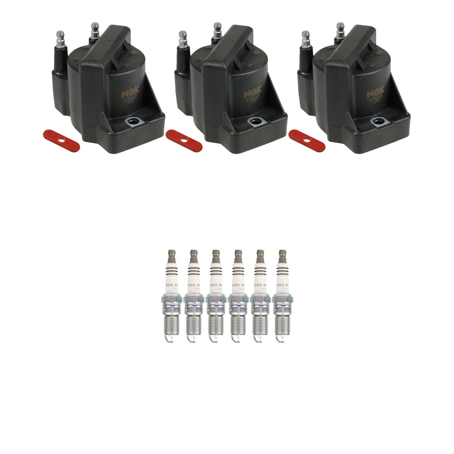 Set of 3 Ignition Coils & 6 Ruthenium Spark Plugs for Aztek Impala Malibu (2000–2005)