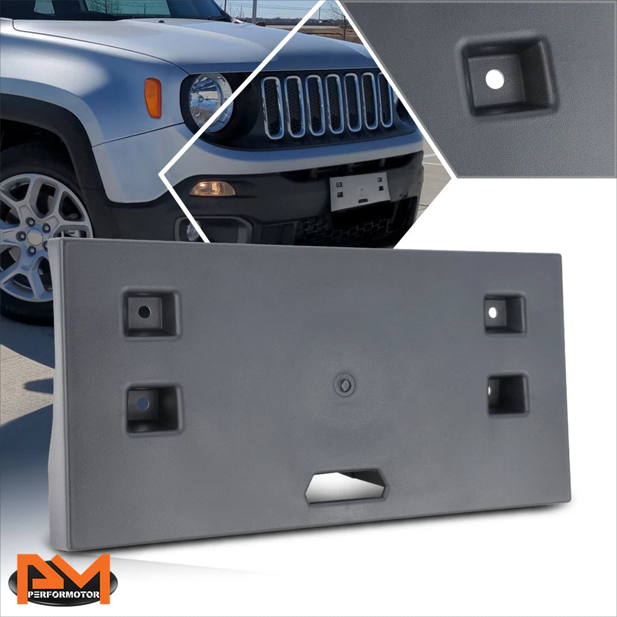 Front Bumper License Plate Mounting Bracket for Jeep Renegade (2015–2018)