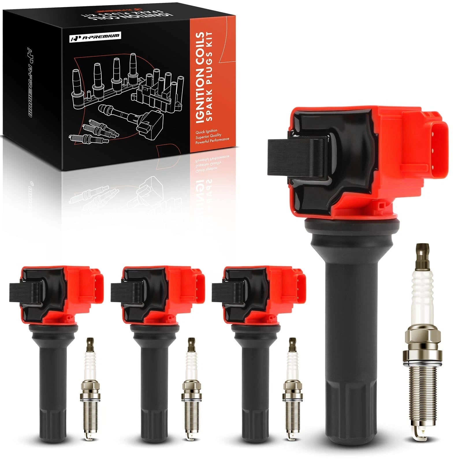 Set of 4 Ignition Coils & Iridium Spark Plugs for Subaru Impreza Forester
