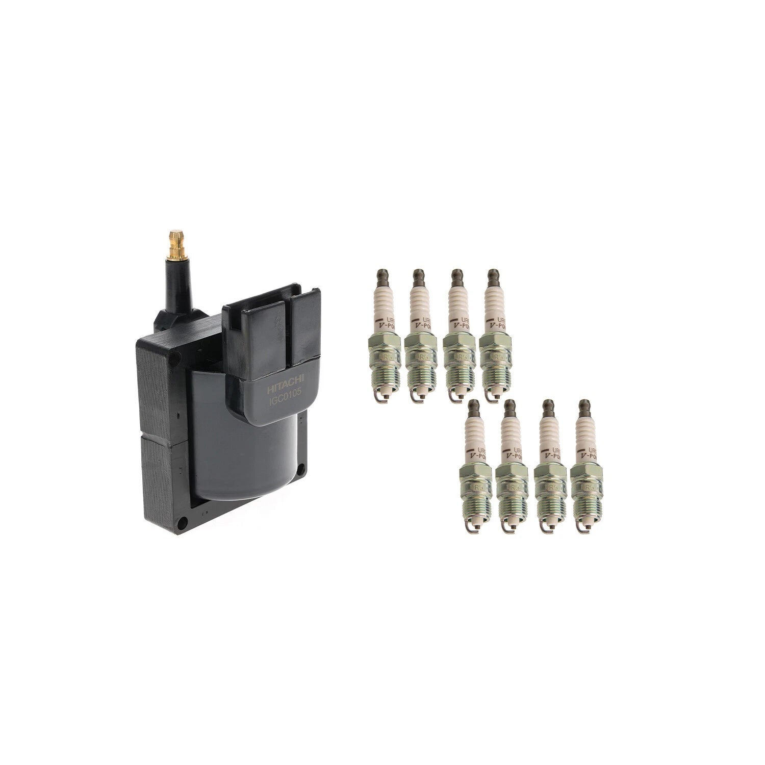Set of 8 Hitachi Ignition Coils & NGK Spark Plugs for Ford Bronco F-150 250 350 V8
