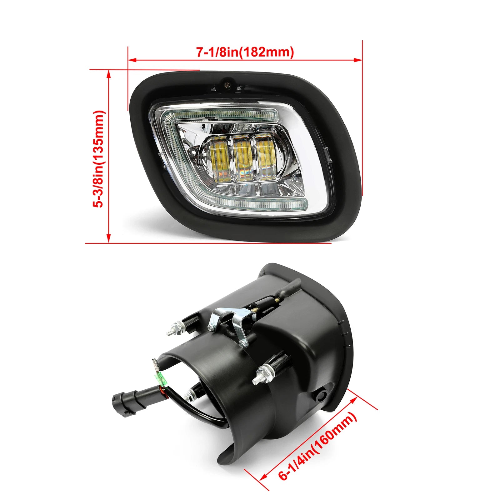 Set of 2 LED Projector Fog Lights Chrome for Freightliner Cascadia (2008–2017)