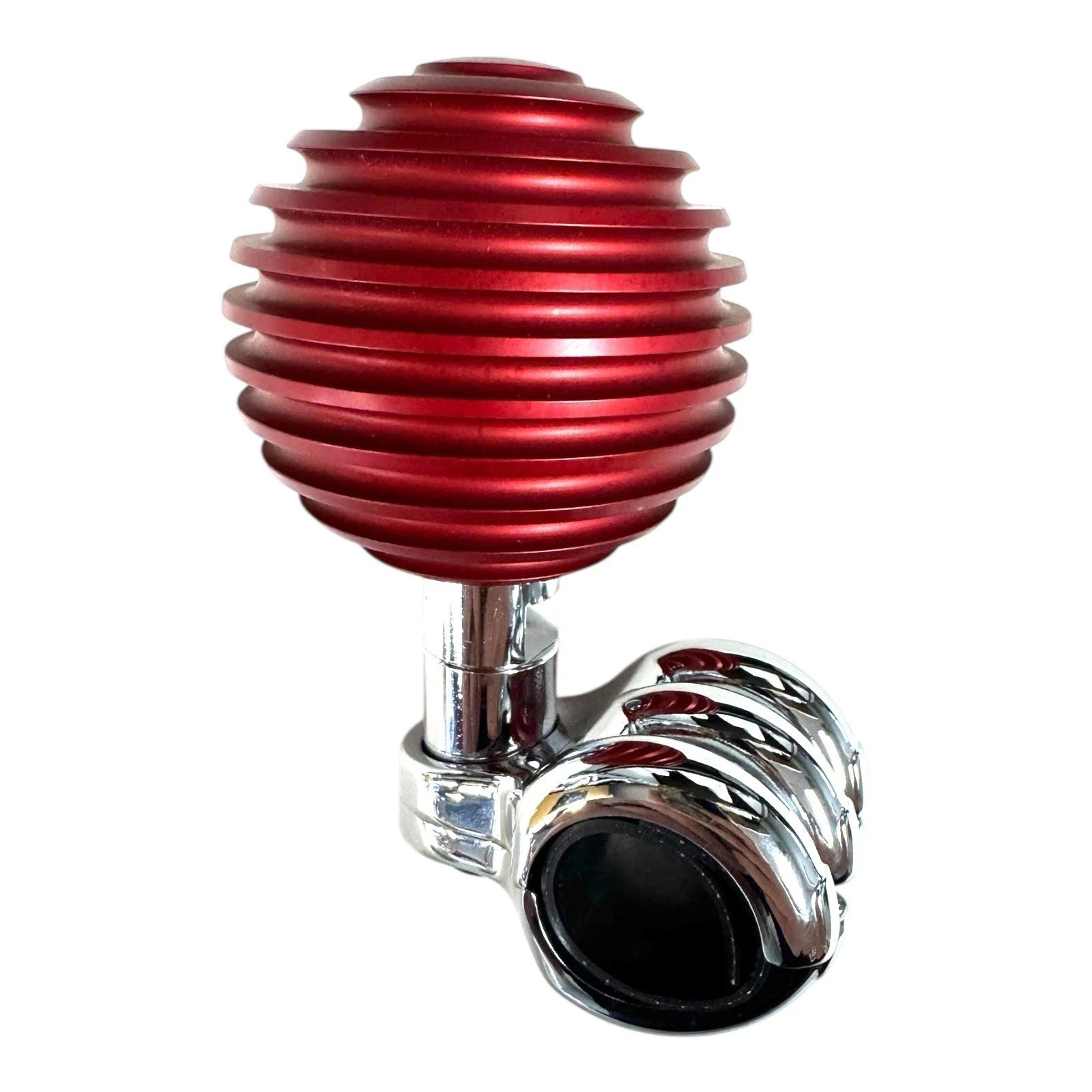 Steering Wheel Spinner Suicide Knob for Red Grooved Atomic Aluminum (Universal)