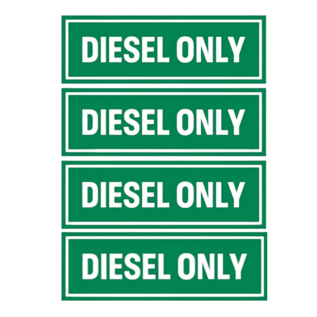 Set of 4 Diesel Only Stickers for Boats Fuel Containers - High Visibility Decal