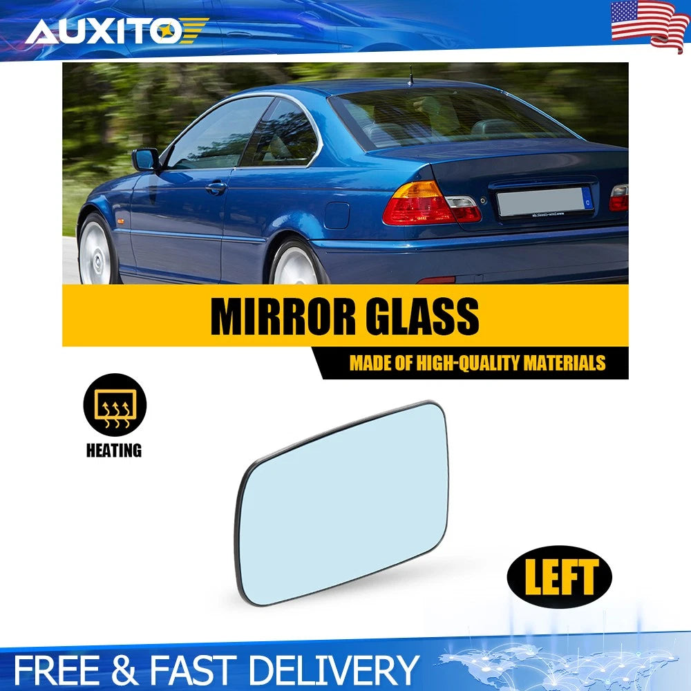 Heated Blue Tinted Driver Side Mirror Glass for BMW 325Ci 330Ci (2001–2006)