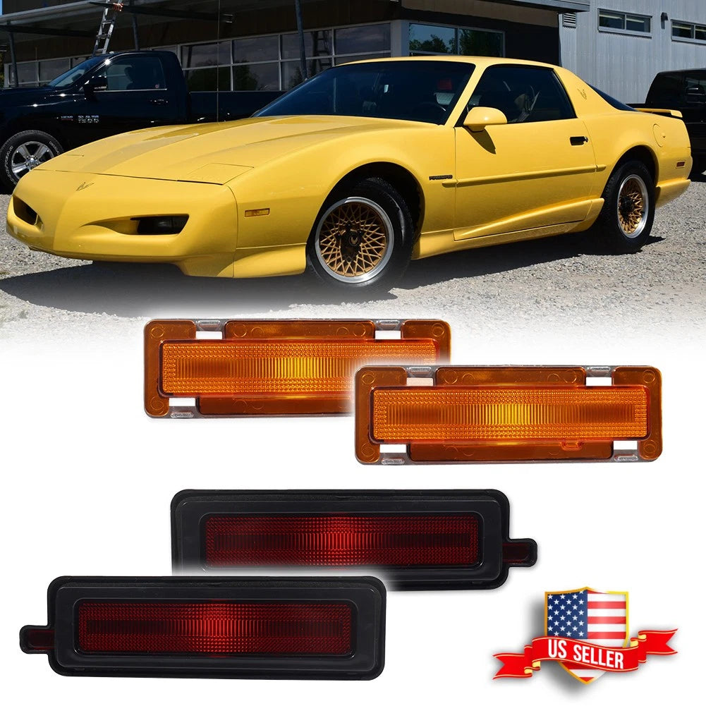 4X Amber Front & Red Rear Side Marker Lights for Pontiac Trans Am Firebird (1982–1992)