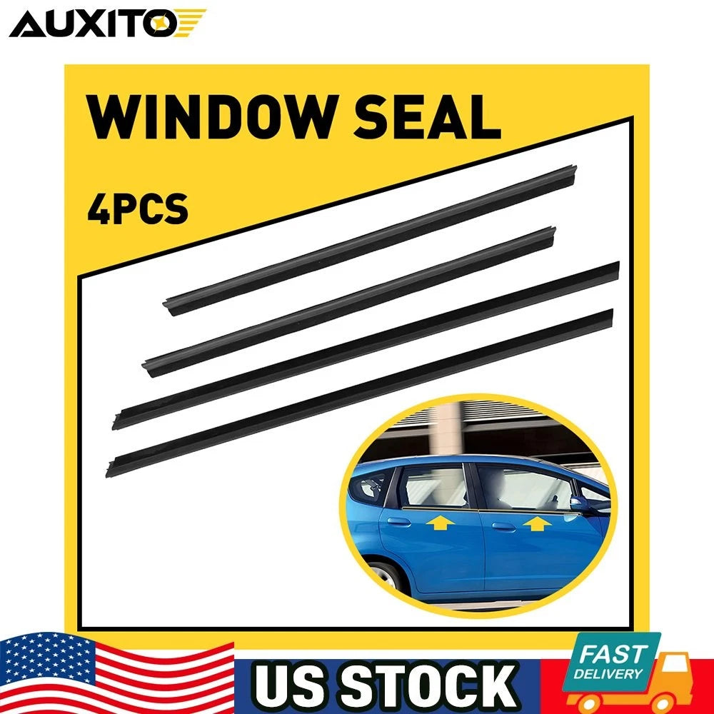 Set of 4 Door Belt Weather Strip Molding Seal for Honda Fit Jazz (2008–2013)