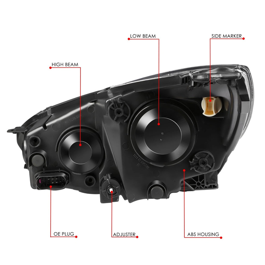 Pair of Black Housing Clear Side Headlights for Ford Focus (2015–2018)