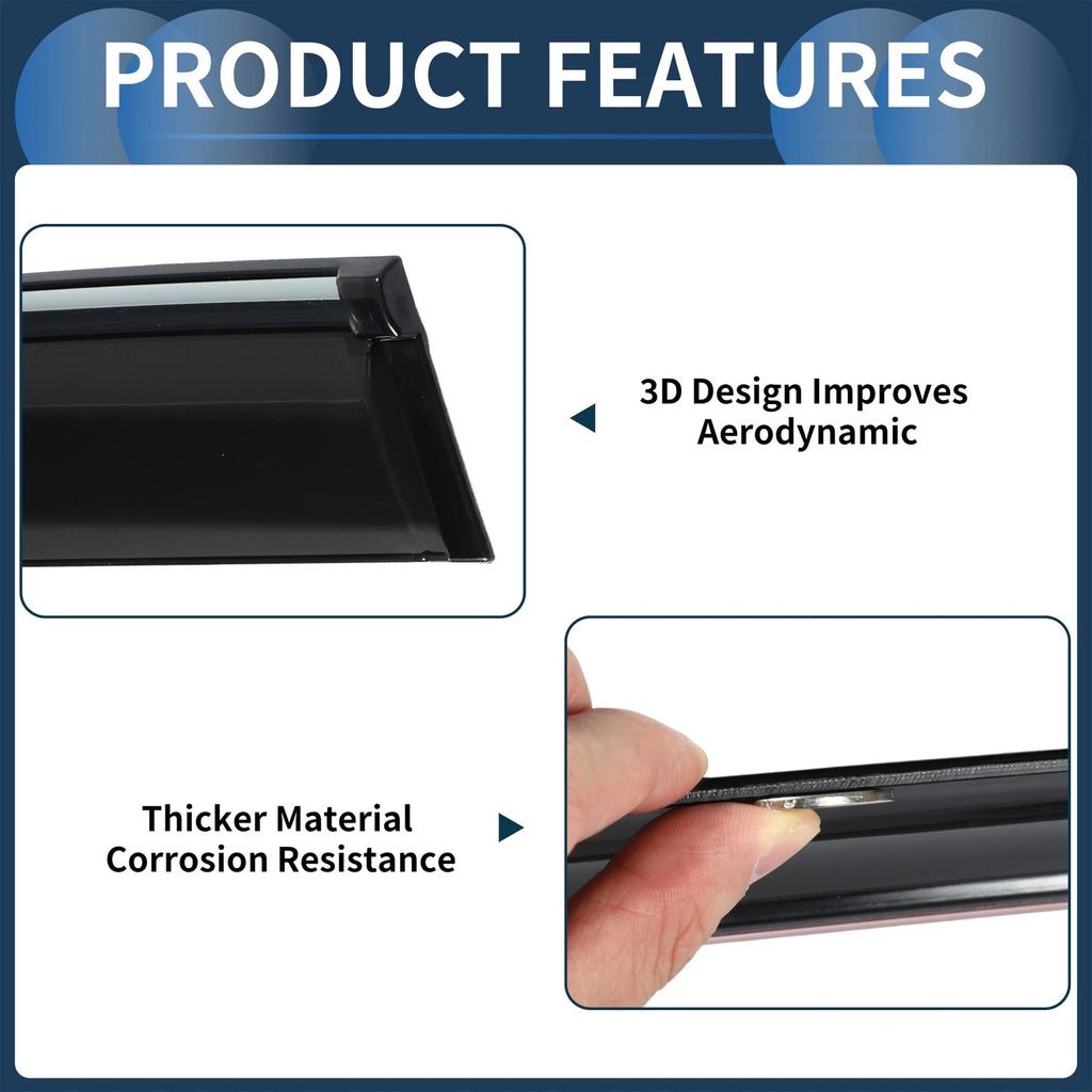 Set of 4 Window Deflectors for Chevrolet Cruze (2011) - Black Vent Visors