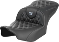 SADDLEMEN RoadSofa Seat for Harley Davidson (2014–2023) - Carbon Fiber, Lattice Stitch