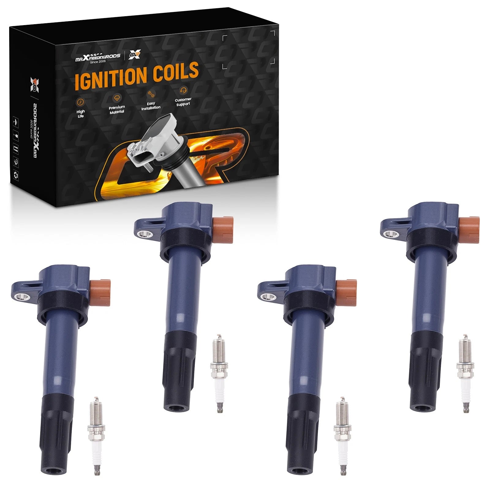 Set of 4 Ignition Coils & 4 Spark Plugs for Suzuki Grand Vitara Kizashi (2009–2013) 3340051K20