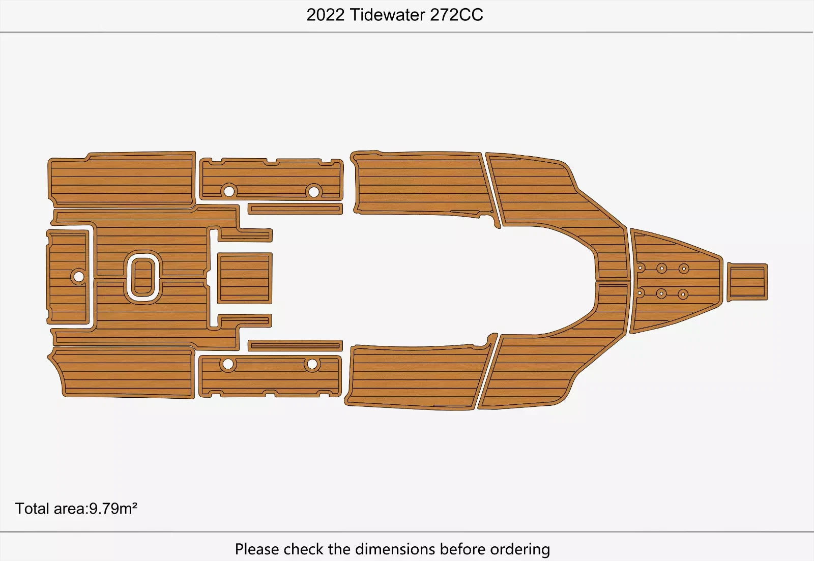 EVA Foam Teak Deck Flooring Mat for Tidewater 272 CC (2022)