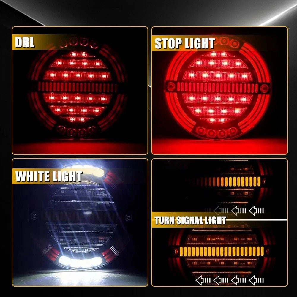 2X 5.5" LED Round Tail Stop Brake Turn Signal Light for Truck (Waterproof)