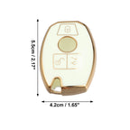 3 Button Remote Key Fob Case for Mercedes Benz C E M S CLS CLK GLK GLC (White)