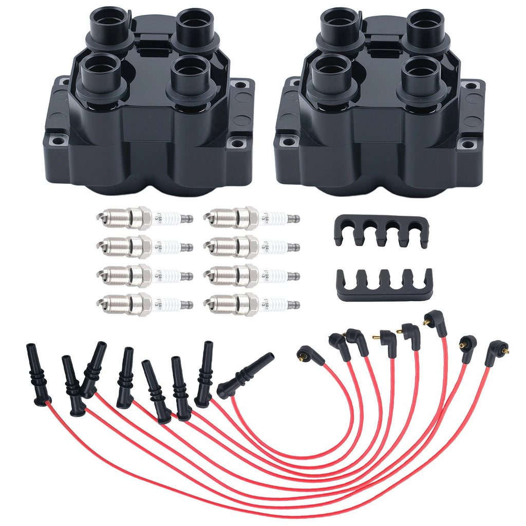 2X Ignition Coil + Spark Plug + Wire for Ford E-150/F-150/F-250 (1997–1999)