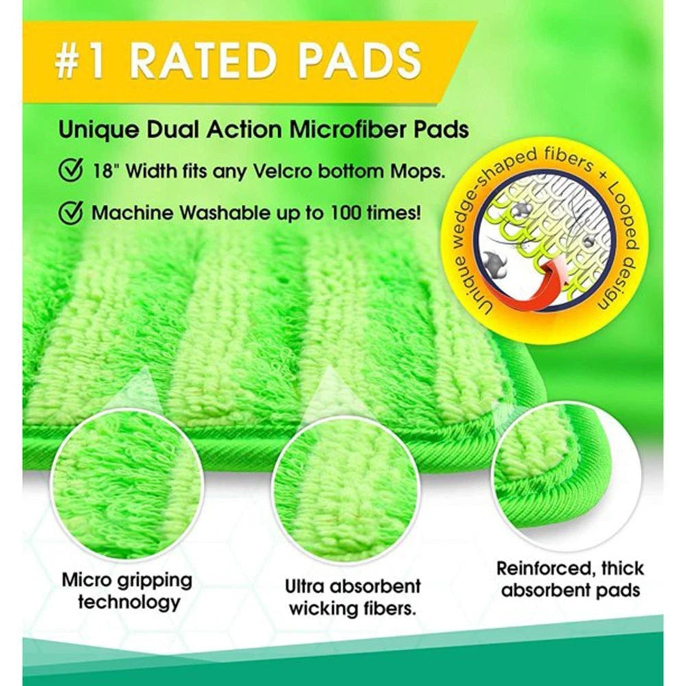 Set of 4 Mop Pads for Flat Head Mop (14-18 Inch) Microfiber Cloths