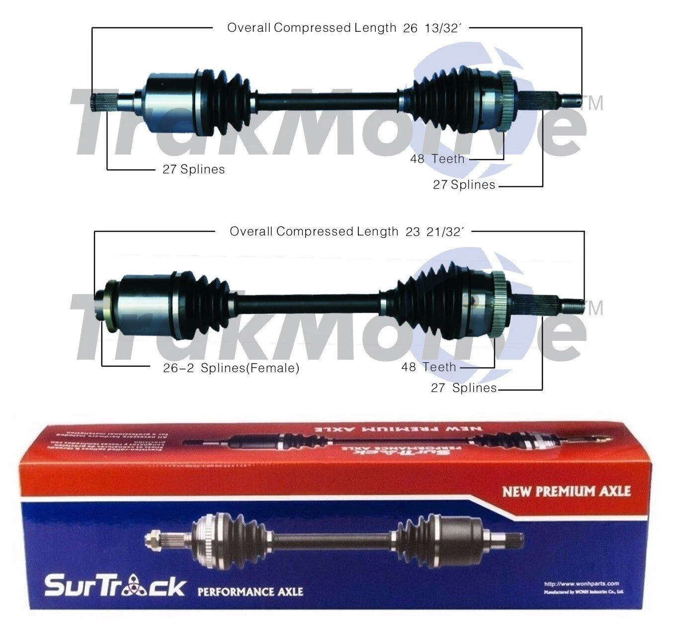 Set of 2 Front CV Axle Shafts for Kia Sportage (2005–2010)
