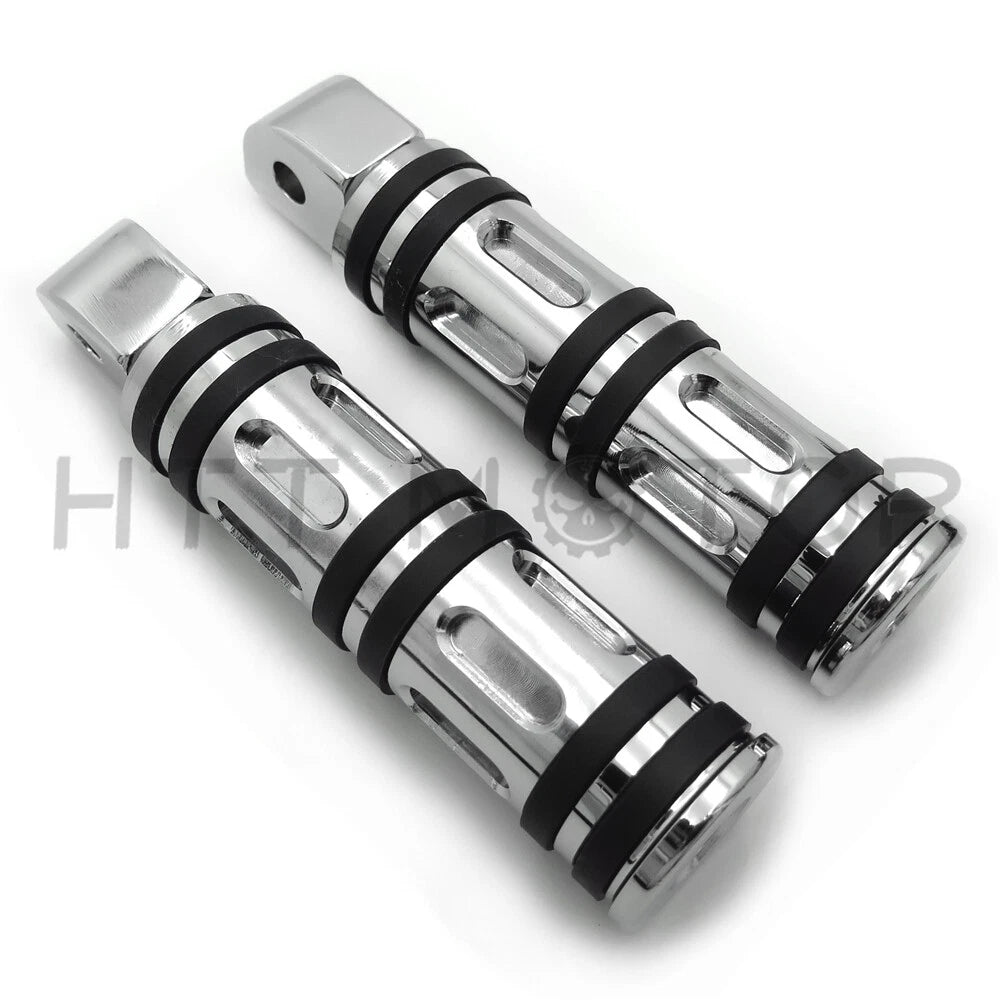 Chrome Edge Cut Footpegs for Harley Softail Fat Boy FLFB, Fat Bob (2018–2023)