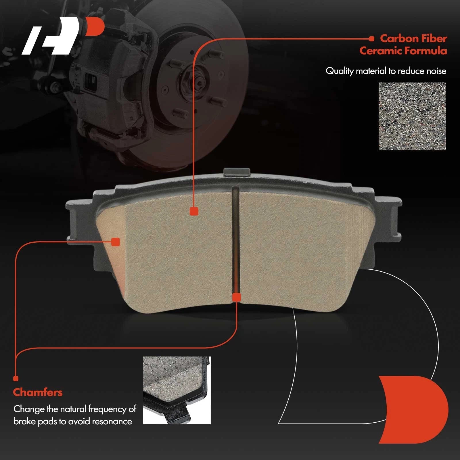 Set of 4 Rear Side Ceramic Brake Pads for Nissan Altima (2019)