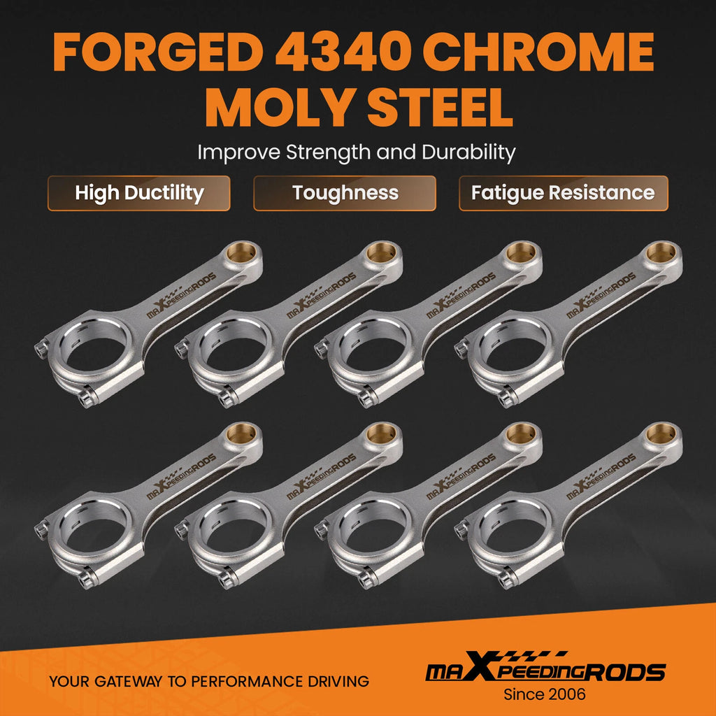 Set of 8 Connecting Rods for Chevy Small Block SBC (YYYY–YYYY)