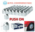 Chrome Lug Nut Covers Push-On 60 Pack for Universal Fit (1-1/2 in) (1990–2024)