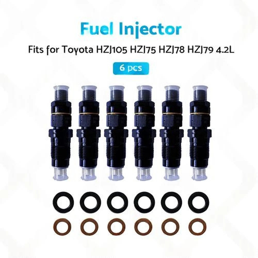 6X Diesel Fuel Injectors for Toyota HZJ105 HZJ75 HZJ78 HZJ79 (1990–2007)