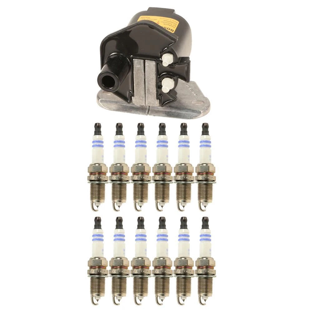 Set of 12 Bosch Ignition Coils & Double Iridium Spark Plugs for BMW 7 8 Series