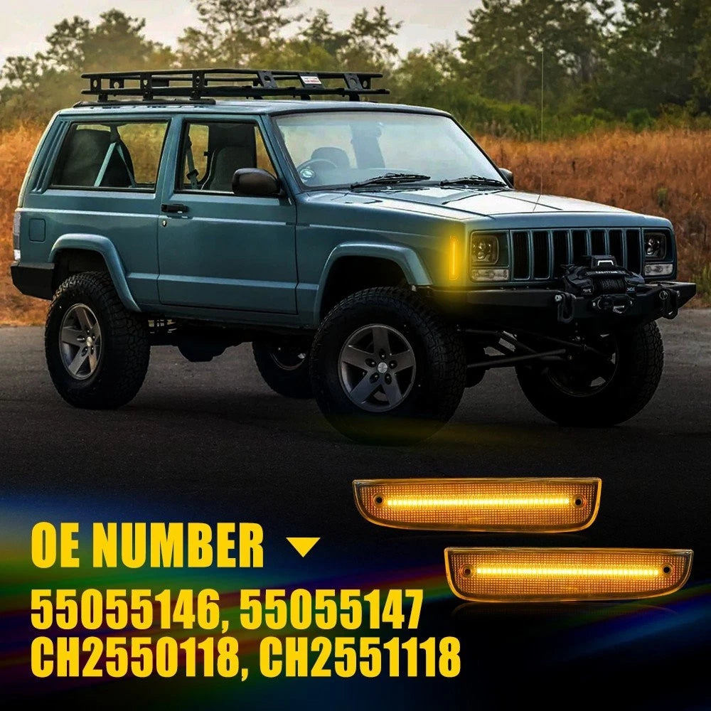 2X Amber LED Front Side Corner Parking Marker Lights for Jeep Cherokee (1997–2001)