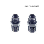 2Pcs 8 AN to 1/2 NPT 1/4 NPT 3/8 NPT Straight Adapter Fitting for Universal