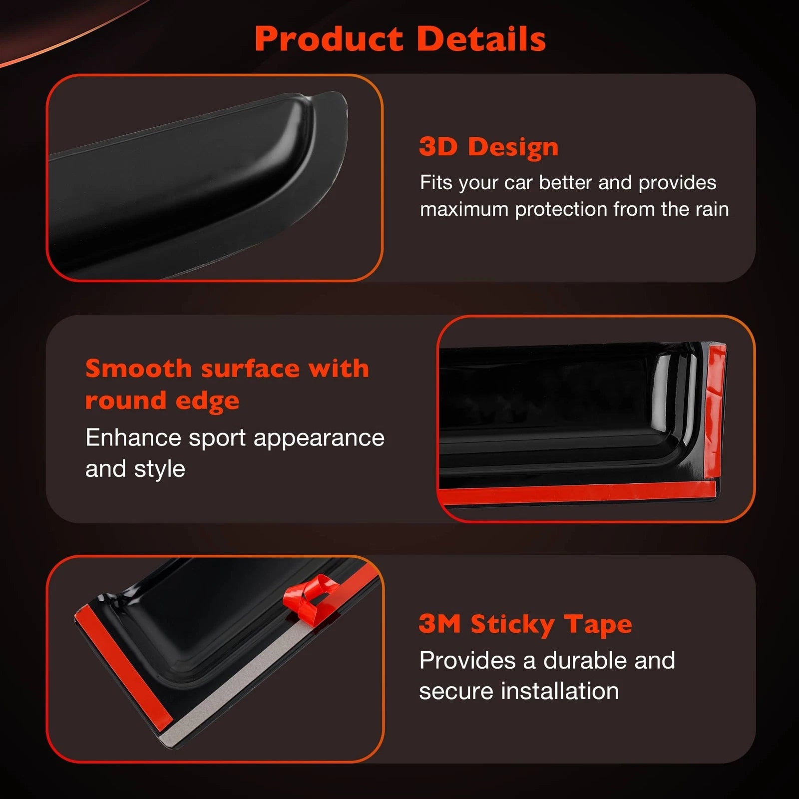 4X Side Window Rain Guards for Toyota Tacoma (2024–2025)