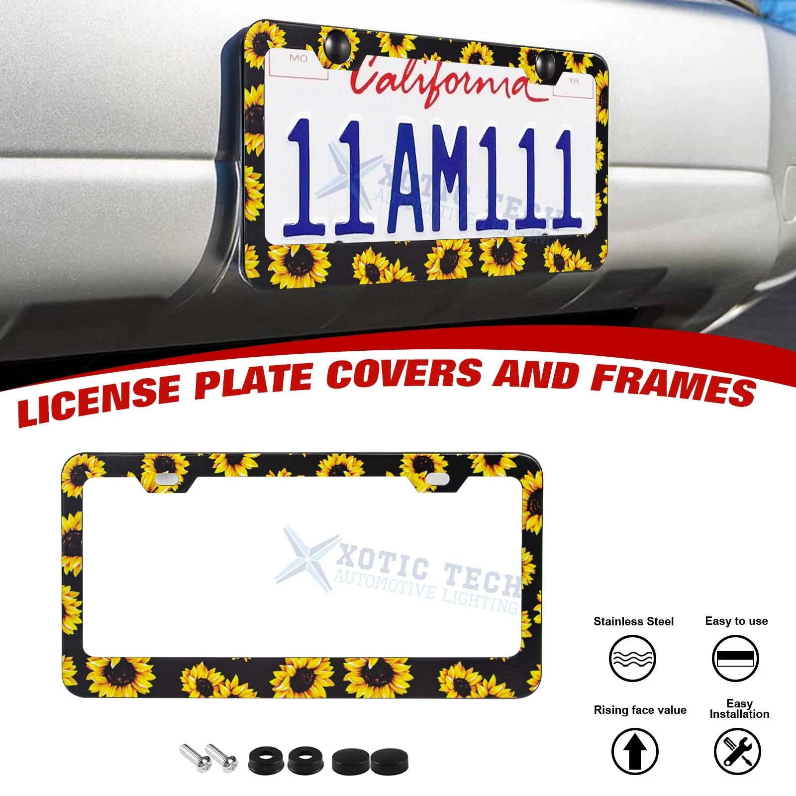 Universal License Plate Frame for Stainless Steel for Universal (-)