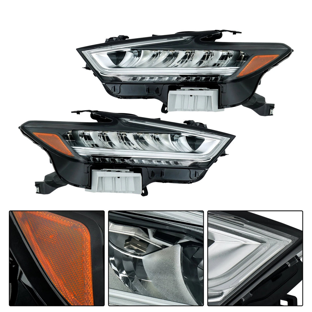 Set of 2 LED Headlights for Nissan Maxima (2019â2021) Chrome Housing