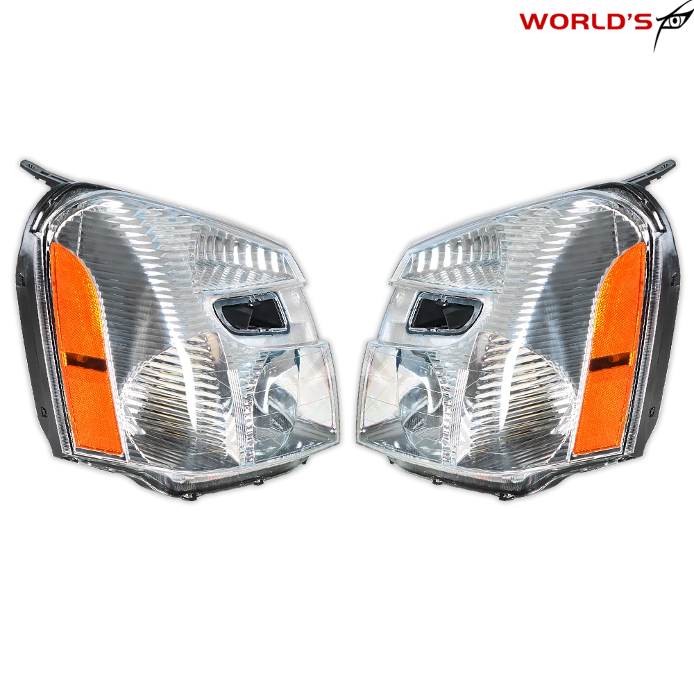 Set of 2 Headlight Replacement for Chevrolet Equinox (2005–2009) Chrome Clear