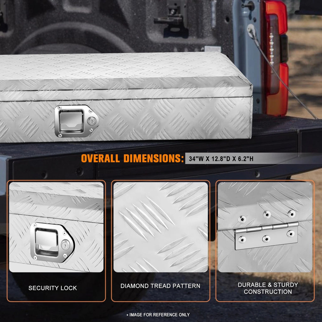 Diamond Tread Truck Tool Box Storage for Trucks (33.85"x12.8"x5.31")