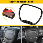 Carbon Fiber Steering Wheel Trim Cover for Dodge Challenger/Charger (2015–2023)