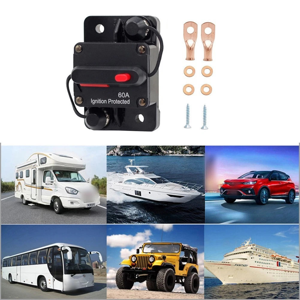 60A Manual Reset Fuse Switch for RVs and Boats (12V 48V)
