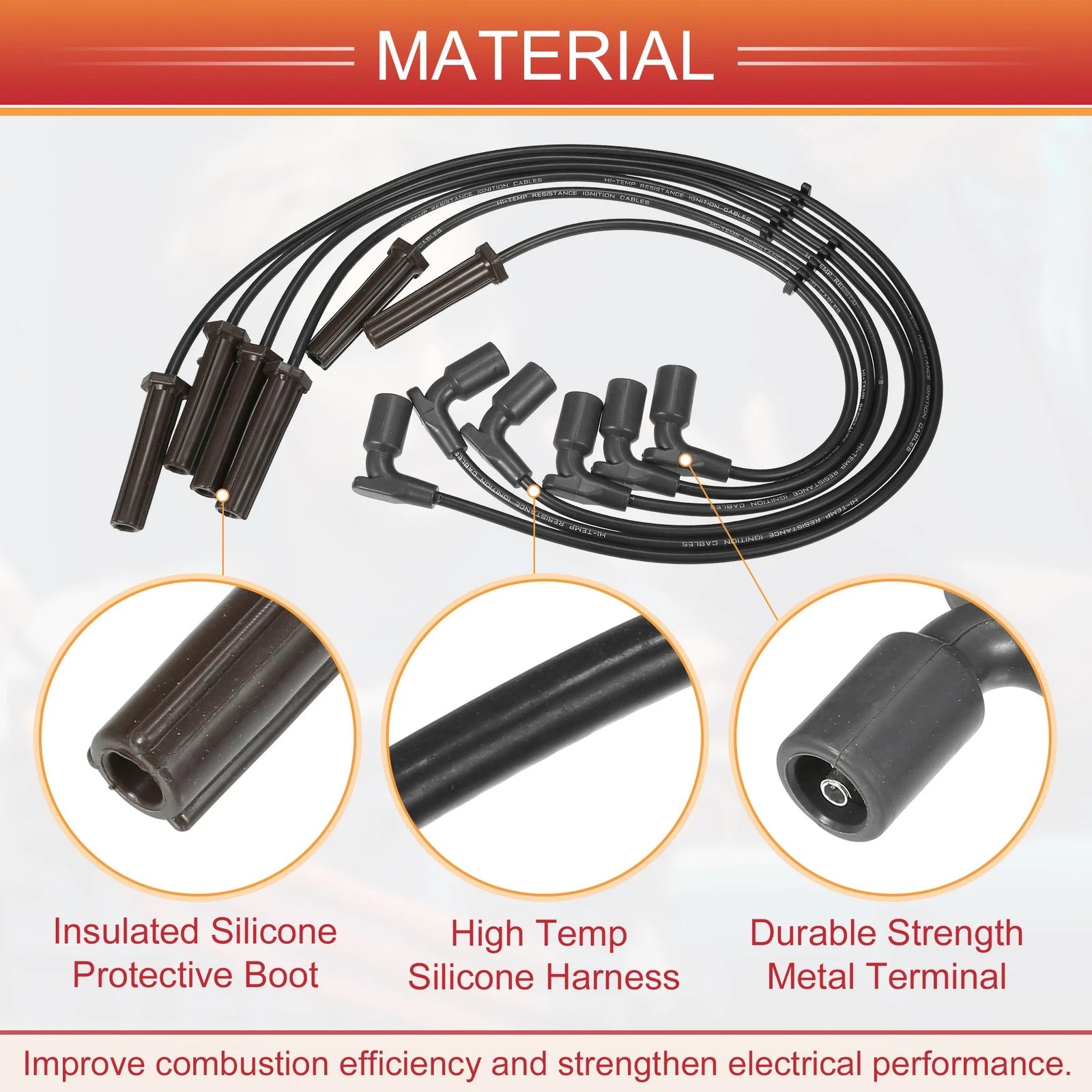 6 Pcs Spark Plug Wire Ignition Coil Cable No. 89018131 for Chevrolet Equinox (2005–2009)