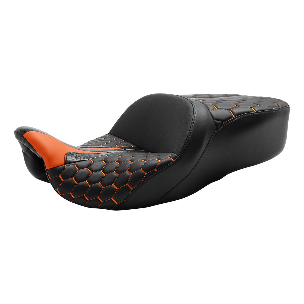 Driver & Passenger Seat for Harley Electra Glide (2009–2023) Black Orange