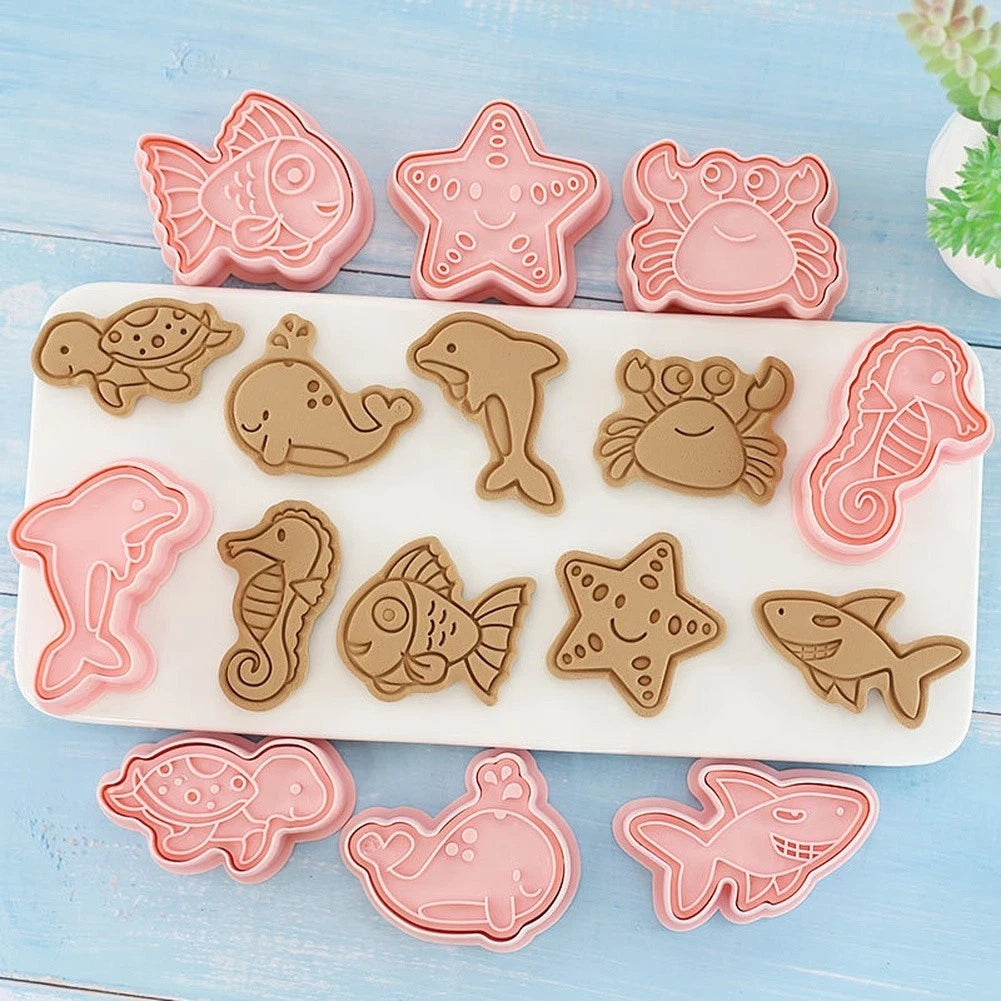 Set of 8 Marine Animal Cookie Cutters for Baking