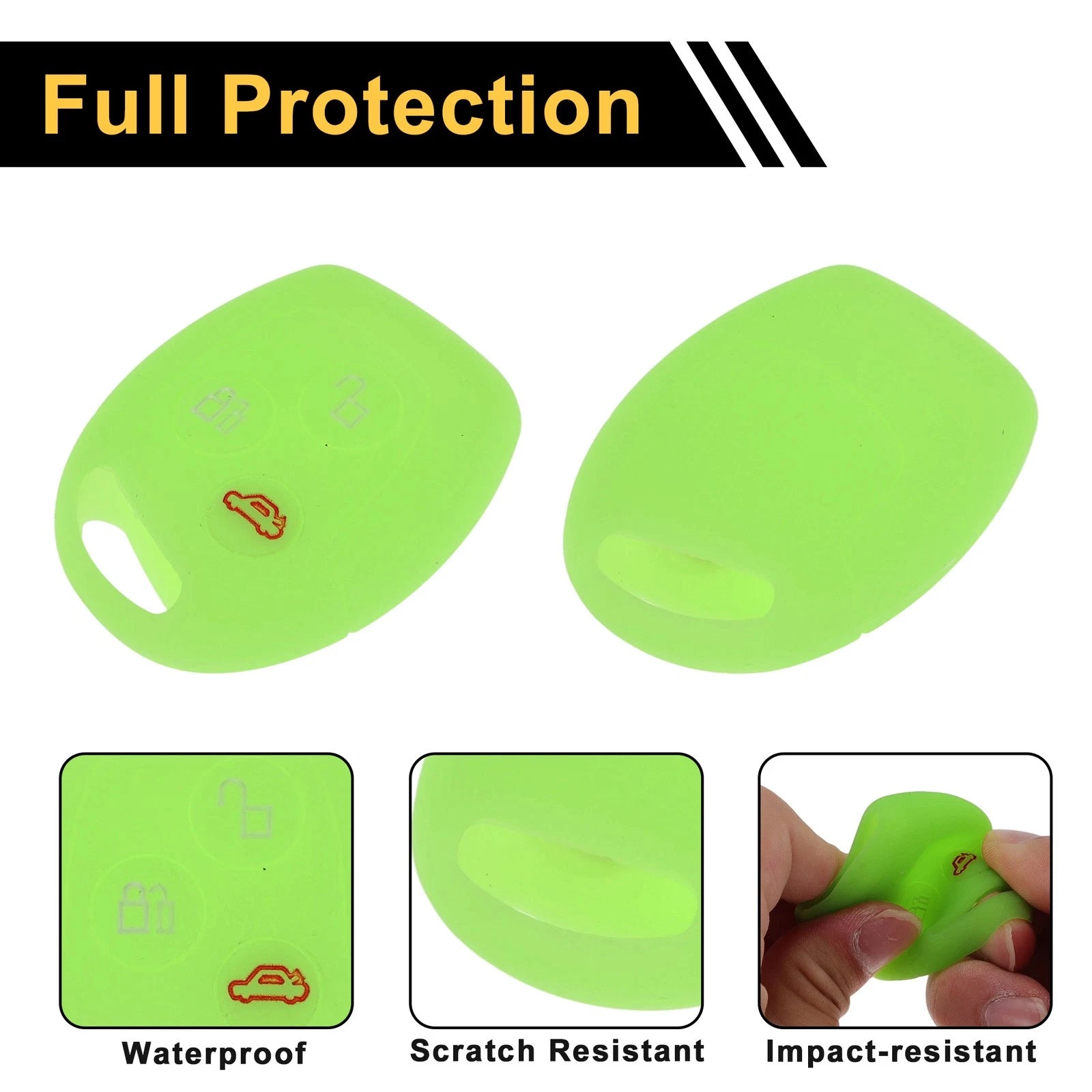 Light Blue Glow Car Key Case for Ford Courier (2016–2022) - 3 Buttons