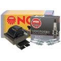 NGK HEI Ignition Coil & 4 V-Power Platinum Spark Plugs for Ford Probe (1993–1997)