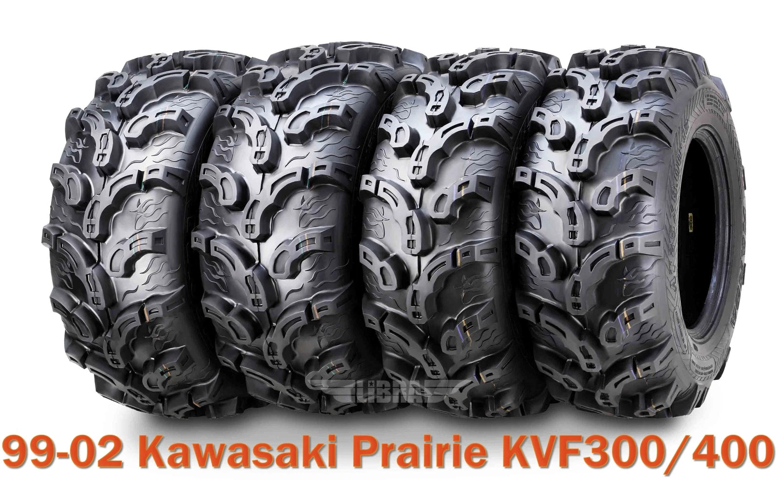 Set of 4 ATV Tires for Kawasaki Prairie KVF300/400 (1999–2002) 25x8-12 & 25x11-10 Mud
