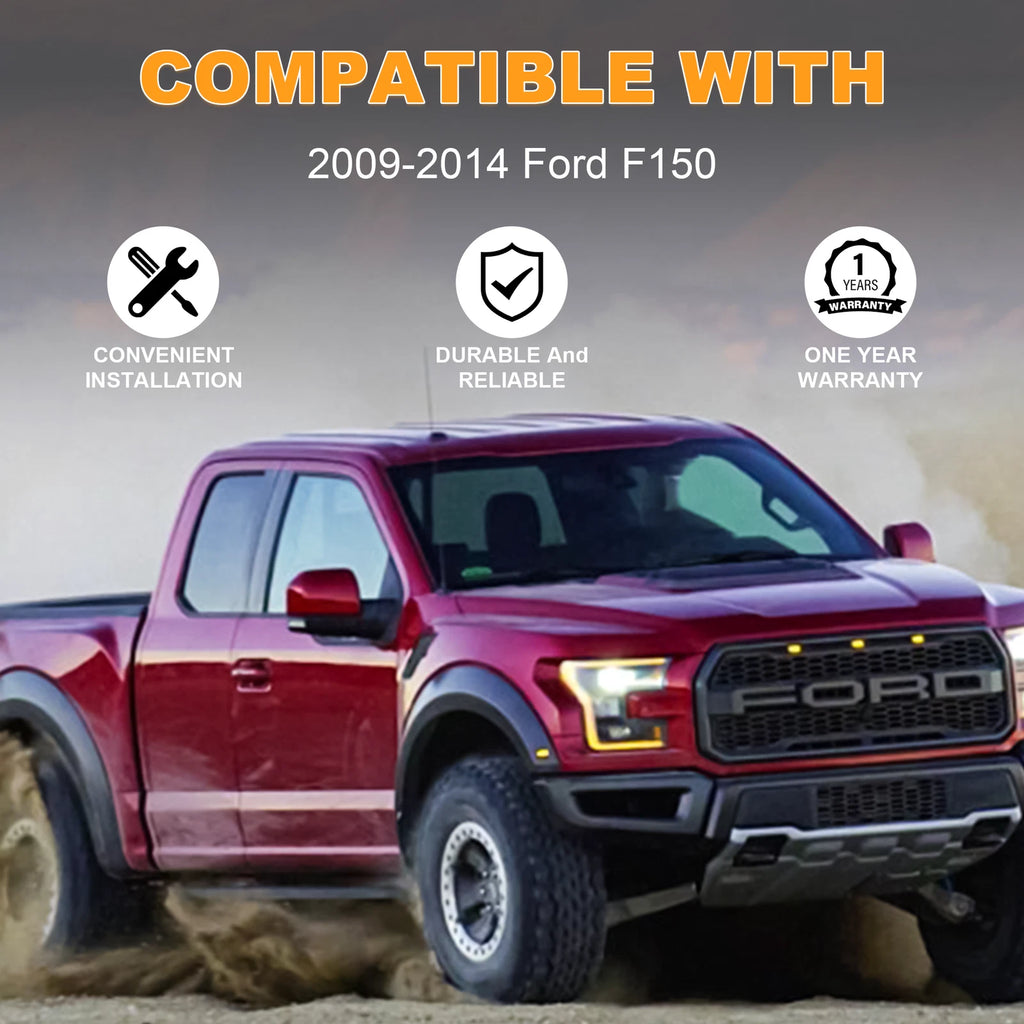 Front Bumper Grille for Ford F150 (2009-2014) Mesh with Wire Harness