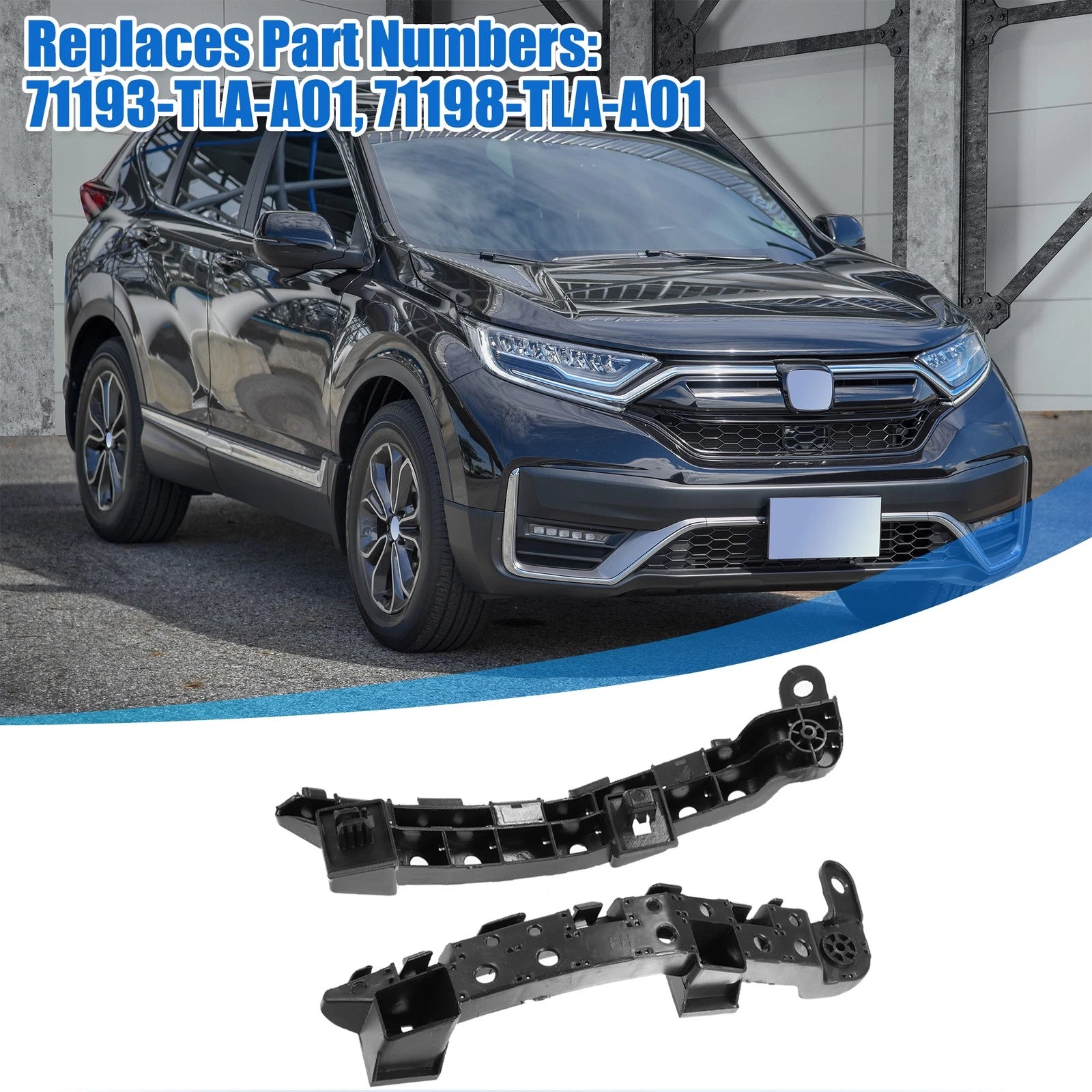 Pair of Front Bumper Bracket 71193-TLA-A01 for Honda CR-V (2017) Plastic Black