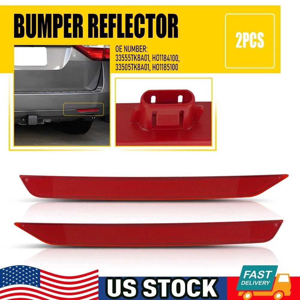Set of 2 Rear Bumper Reflector Lights RH LH for Honda Odyssey (2011–2017)