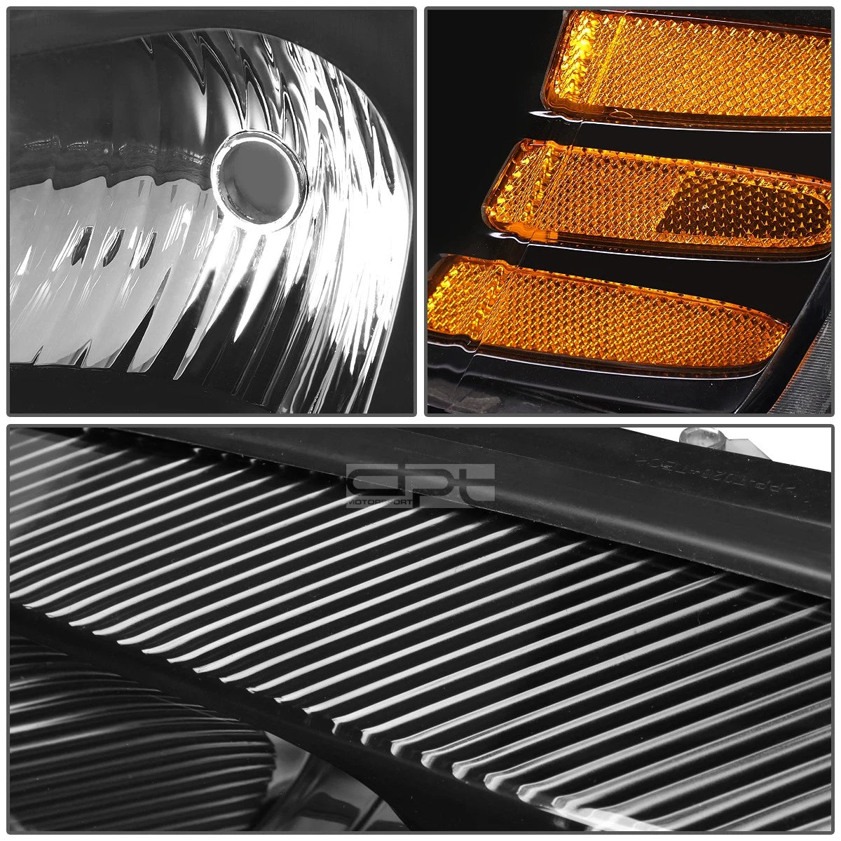 Pair of Black Amber Side Headlight Lamps for Pontiac Grand Prix (2004–2008)