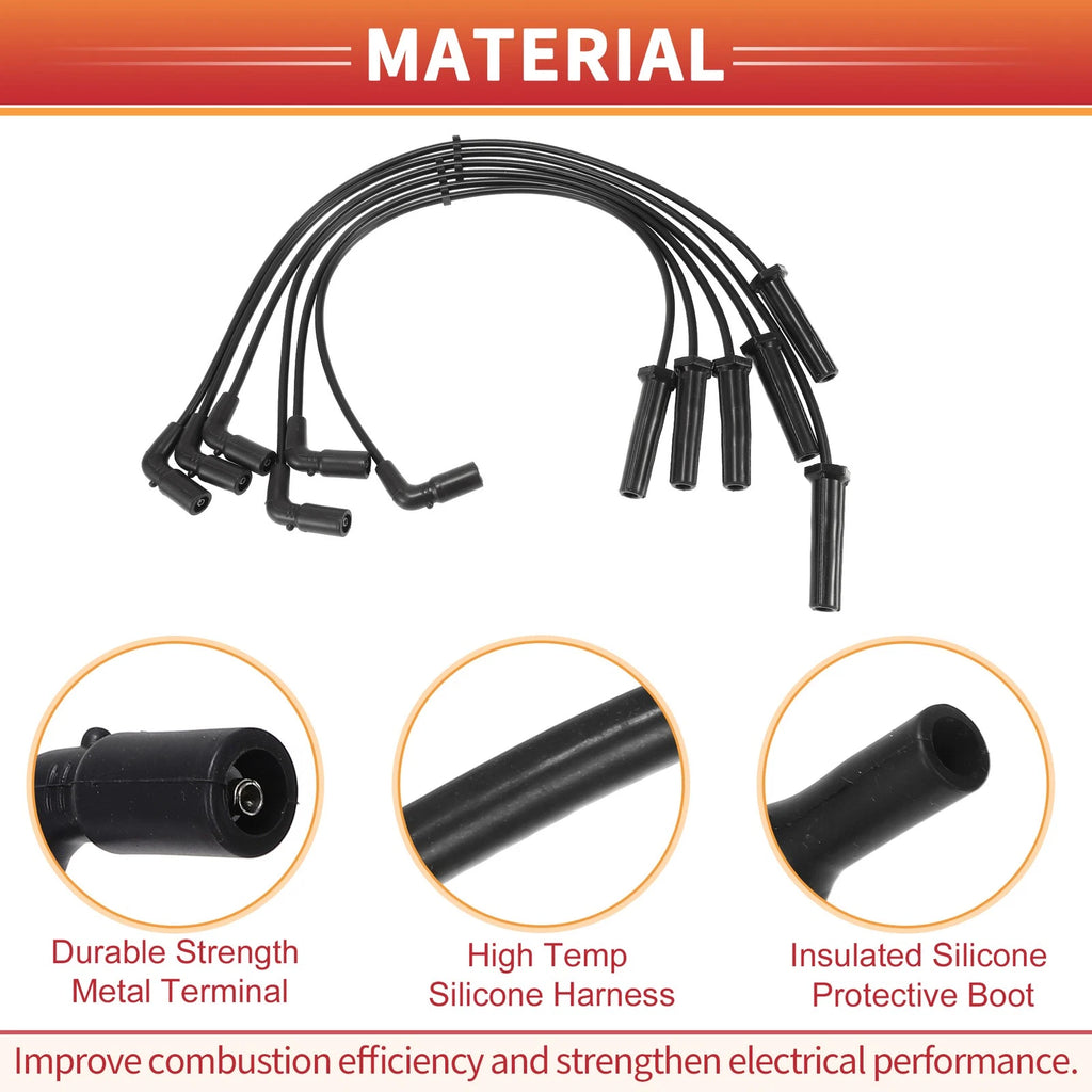 6 Pcs Spark Plug Wire Ignition Coil Cable No. 89060518 for Chevrolet Express 1500 (2003–2005)