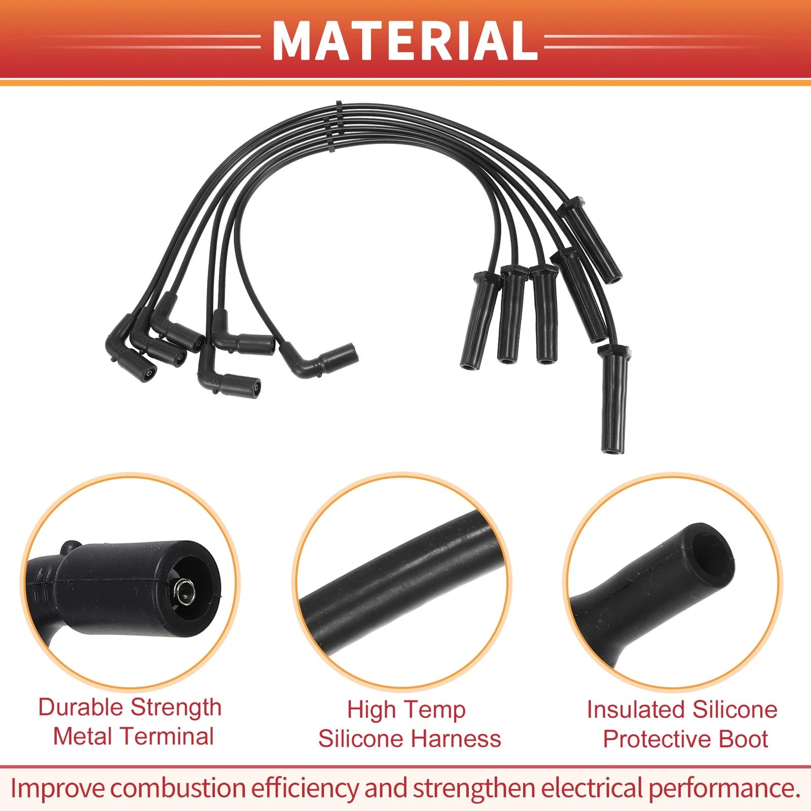6 Pcs Spark Plug Wire Ignition Coil Cable No. 89060518 for Chevrolet Express 1500 (2003–2005)