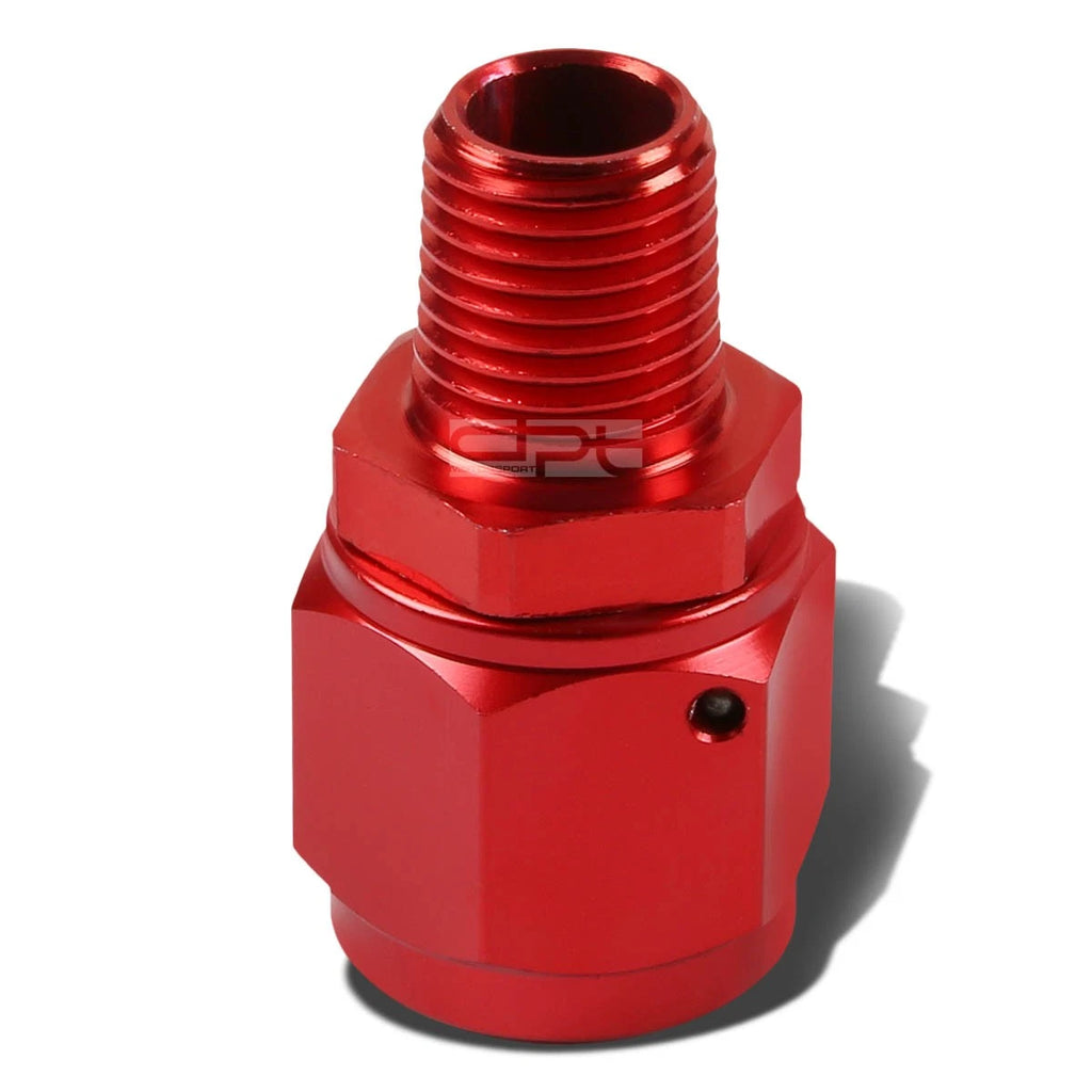 8-AN Female Flare to 1/8" NPT Male Red Aluminum B-Nut Swivel Coupler Fitting